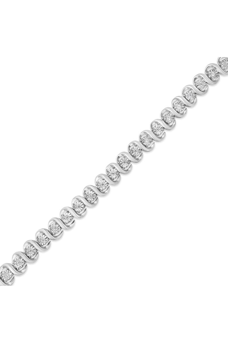 Silver 1/3 Cttw Miracle-Set Diamond "S" Link Tennis Bracelet, Alternate, color, White