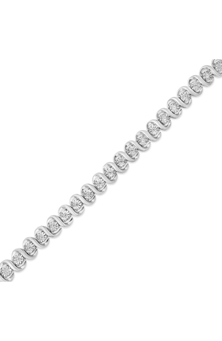 Haus of Brilliance Silver 1/3 Cttw Miracle-Set Diamond "S" Link Tennis Bracelet, Alternate, color, White