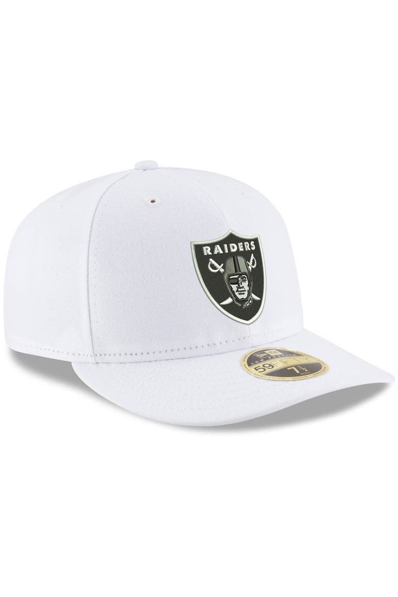 Men's New Era White Las Vegas Raiders Team Logo Omaha Low Profile 59FIFTY Fitted Hat, Alternate, color, WHITE