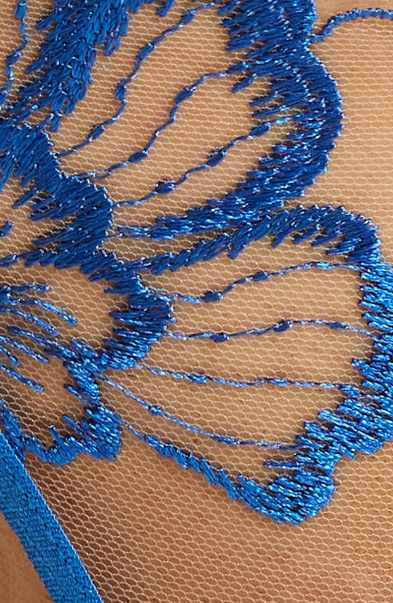 Bluebella Catalina Embroidered Mesh Thong, Alternate, color,