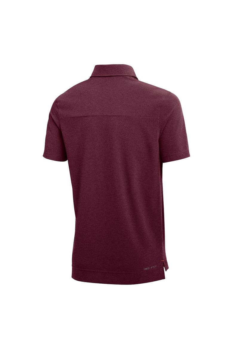 Men's Nike Heathered Maroon Virginia Tech Hokies 2022 Coach Performance Polo, Alternate, color, Heather Maroon