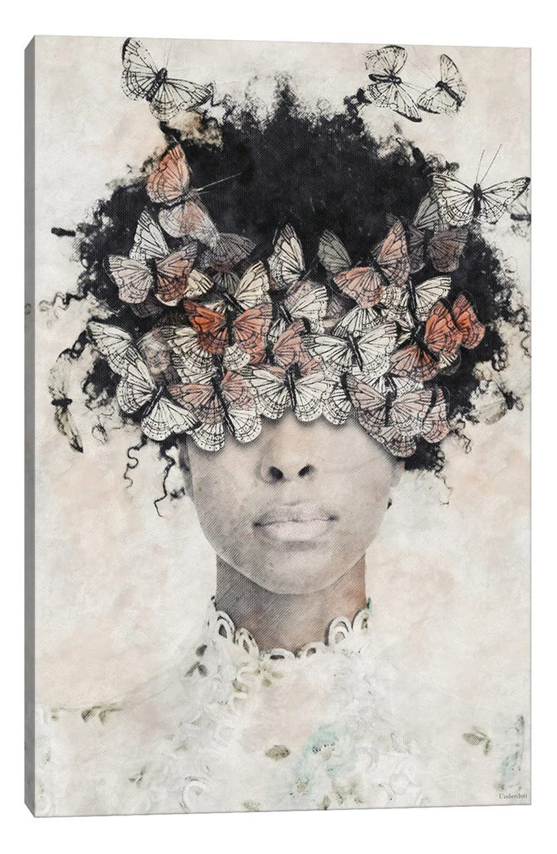 iCanvas Beauty And Butterflies Canvas Artwork, Main, color, Ivory Multi