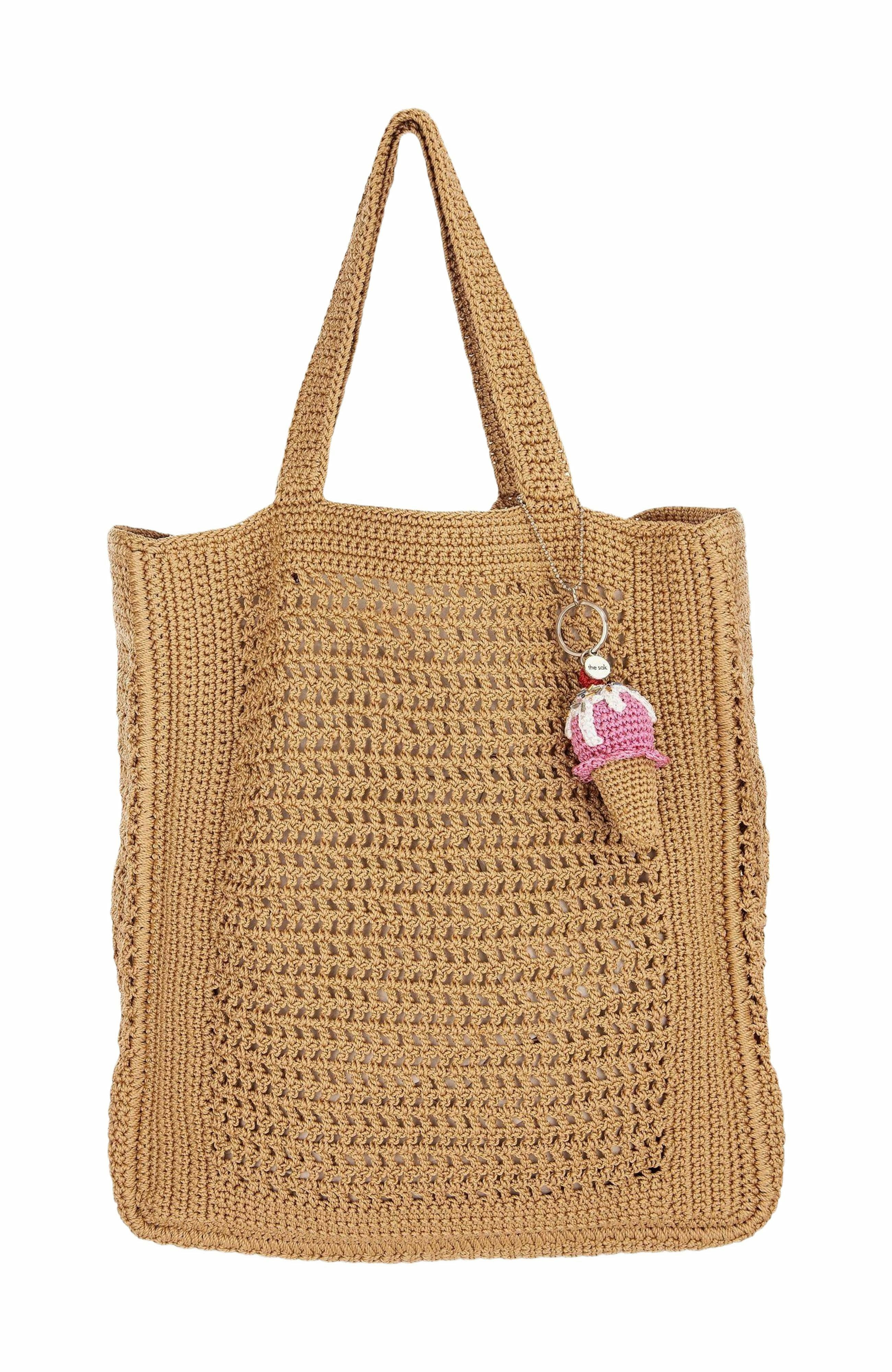 Lanie Market Tote Hand Crochet Bag, Alternate, color, Bamboo