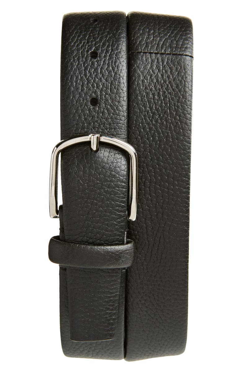 Canali Tubular Pebbled Deerskin Belt, Main, color, 
