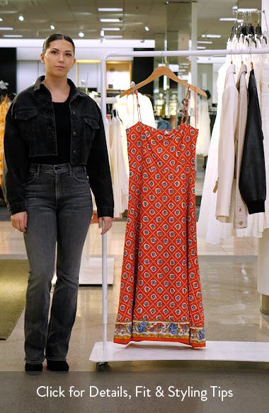 WAYF Josefina Scarf Print Linen Blend Midi Dress | Nordstrom