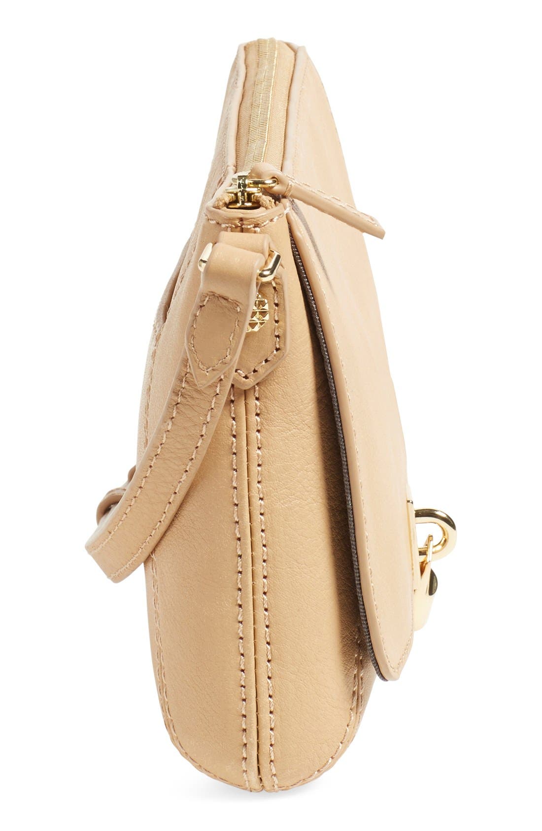 'Micro Cynnie' Leather Crossbody Bag, Alternate, color, NATURAL