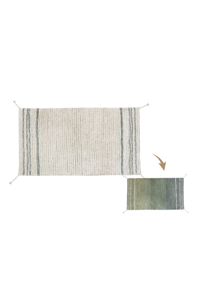 Lorena Canals Reversible Washable Rug Twin, Alternate, color, Vintage Blue, Olive, Natural