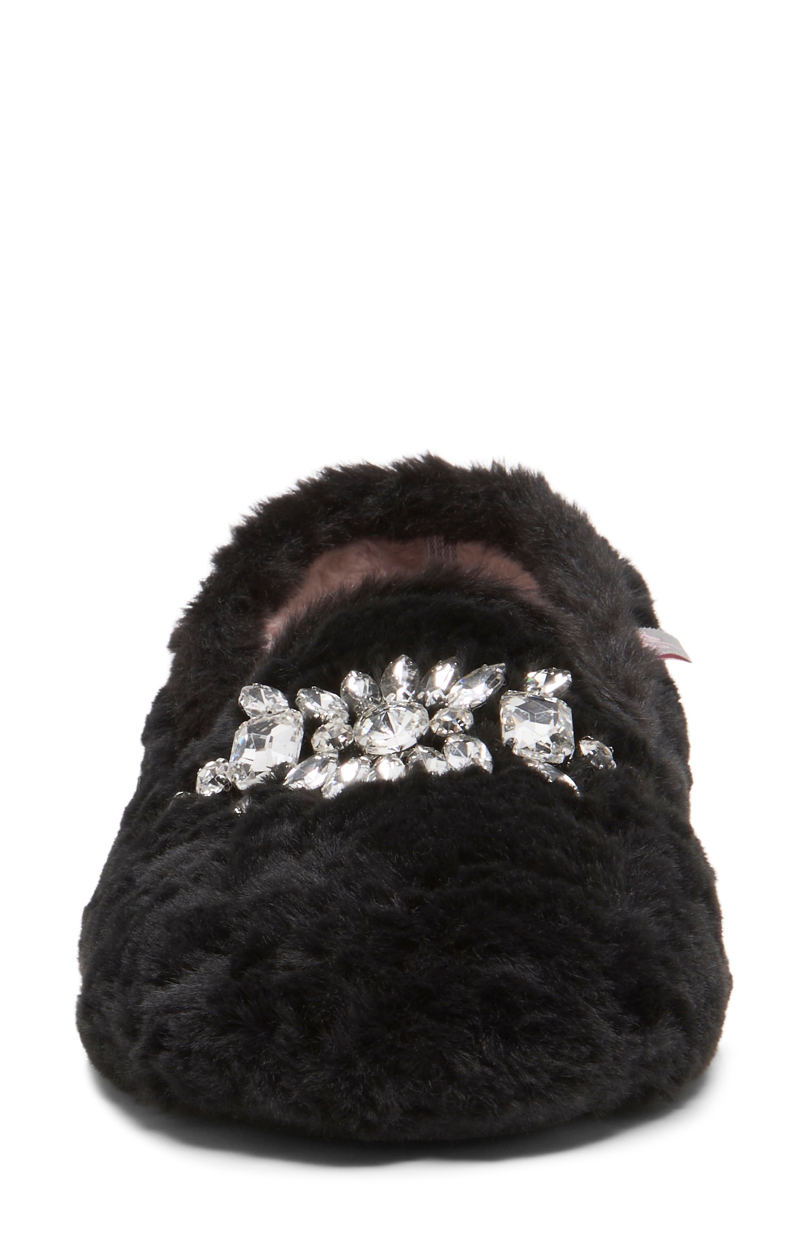 Slumber Party Faux Fur Loafer Slipper, Alternate, color, BLACK