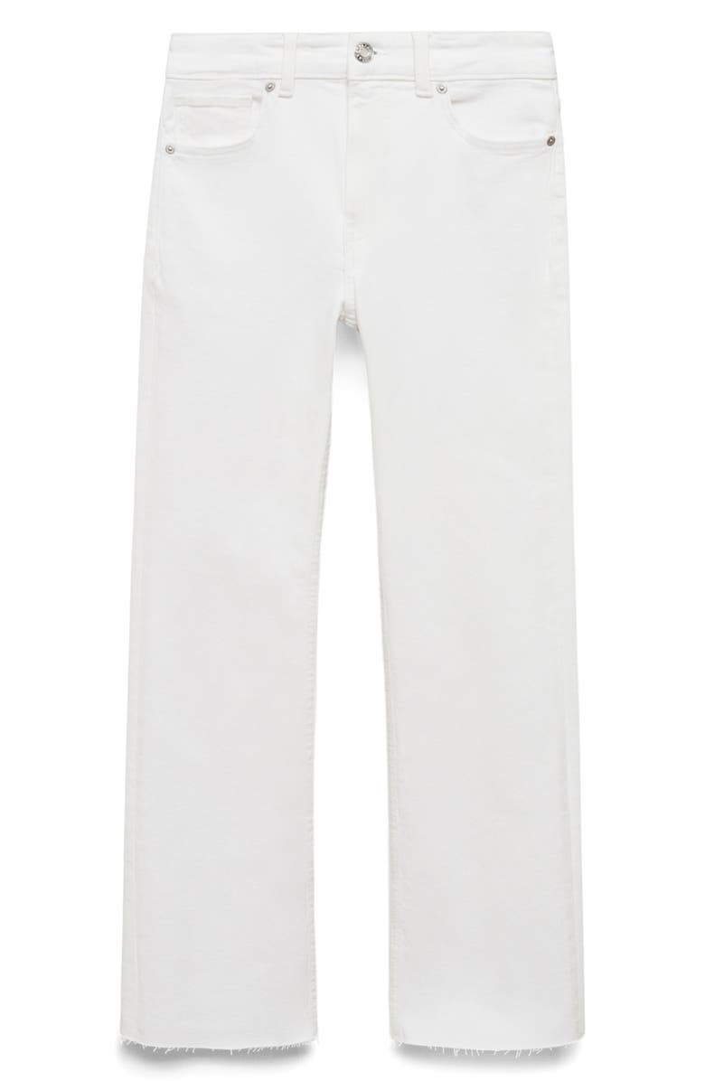 MANGO Sienna Waxed Crop Flare Jeans, Alternate, color, White