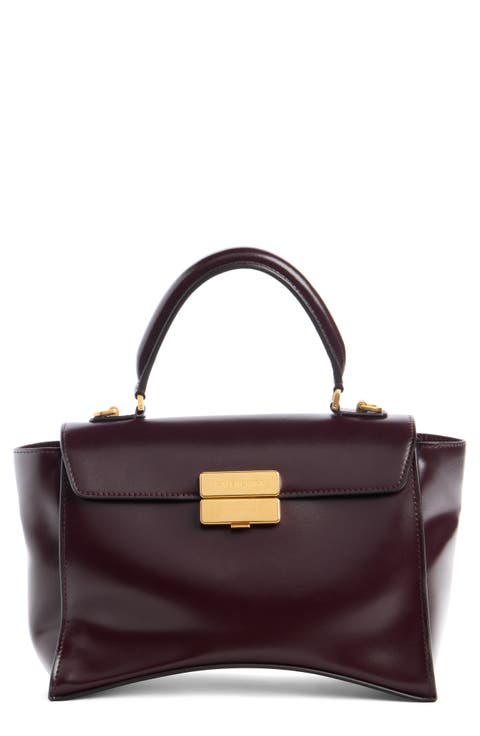 Small Hourglass Avenue Leather Top Handle Bag
