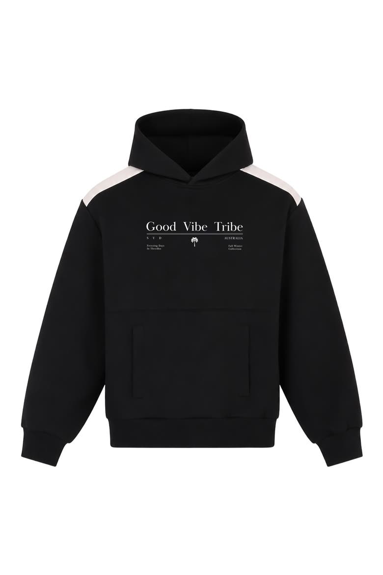 Kids' Good Vibe Tribe Graphic Hoodie, Main, color, BLACK