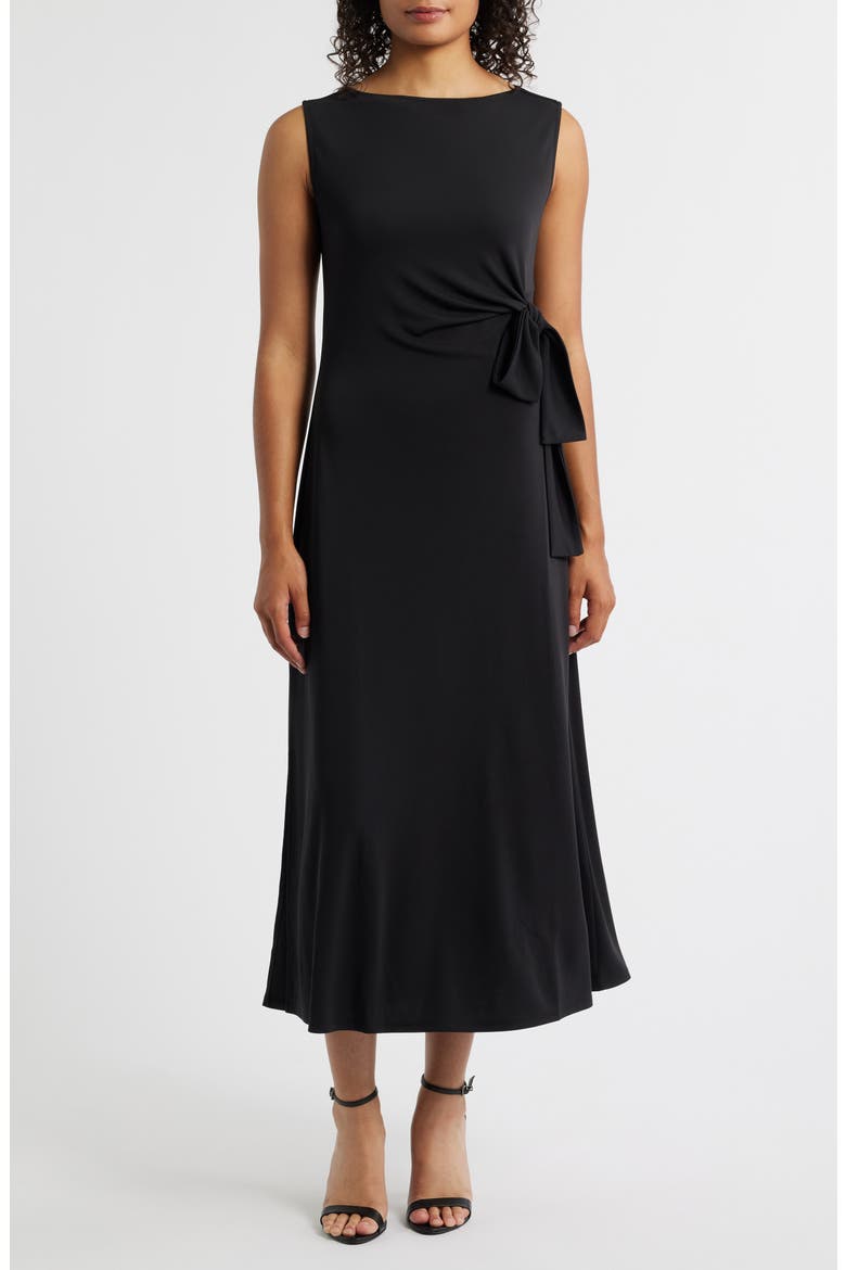 Dominique Crepe Midi Dress, Main, color, BLACK ONYX