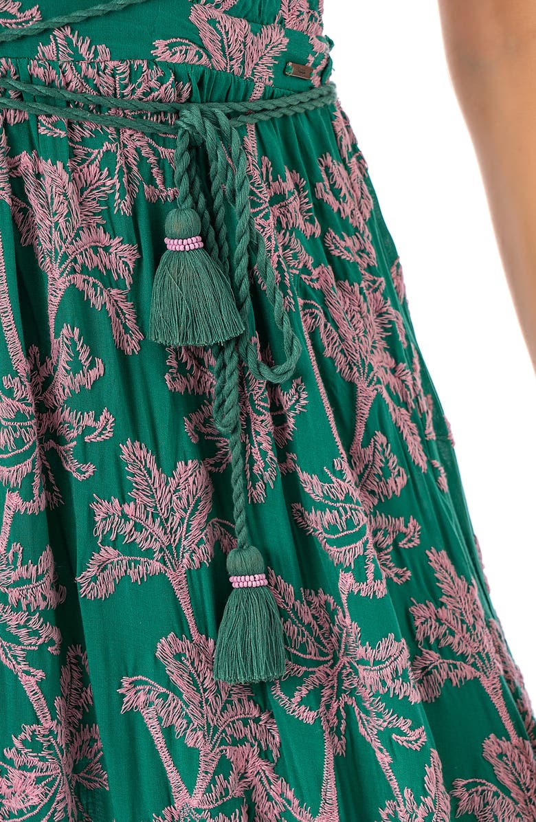 Maaji Embroidered Palms Moon Bay Cover-Up Maxi Dress, Alternate, color, Green
