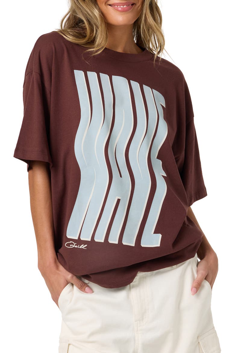 Wave Oversized Graphic T-Shirt, Main, color, CHOCOLATE