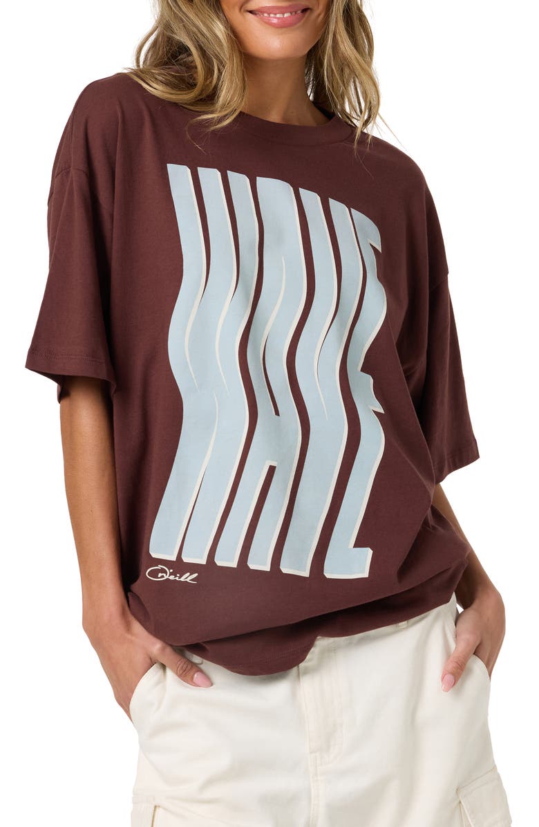 O'Neill Wave Oversized Graphic T-Shirt, Main, color, Chocolate