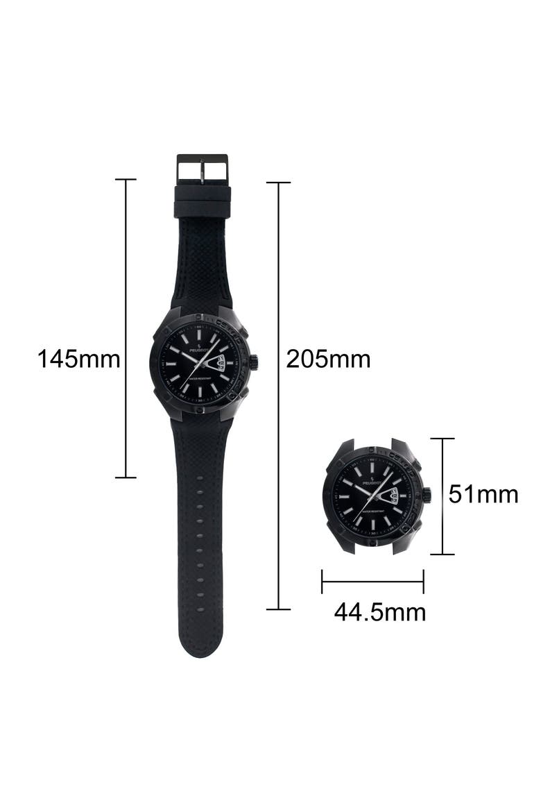 Sports Calendar Silicone Rubber Watch - 44MM, Alternate, color, Black