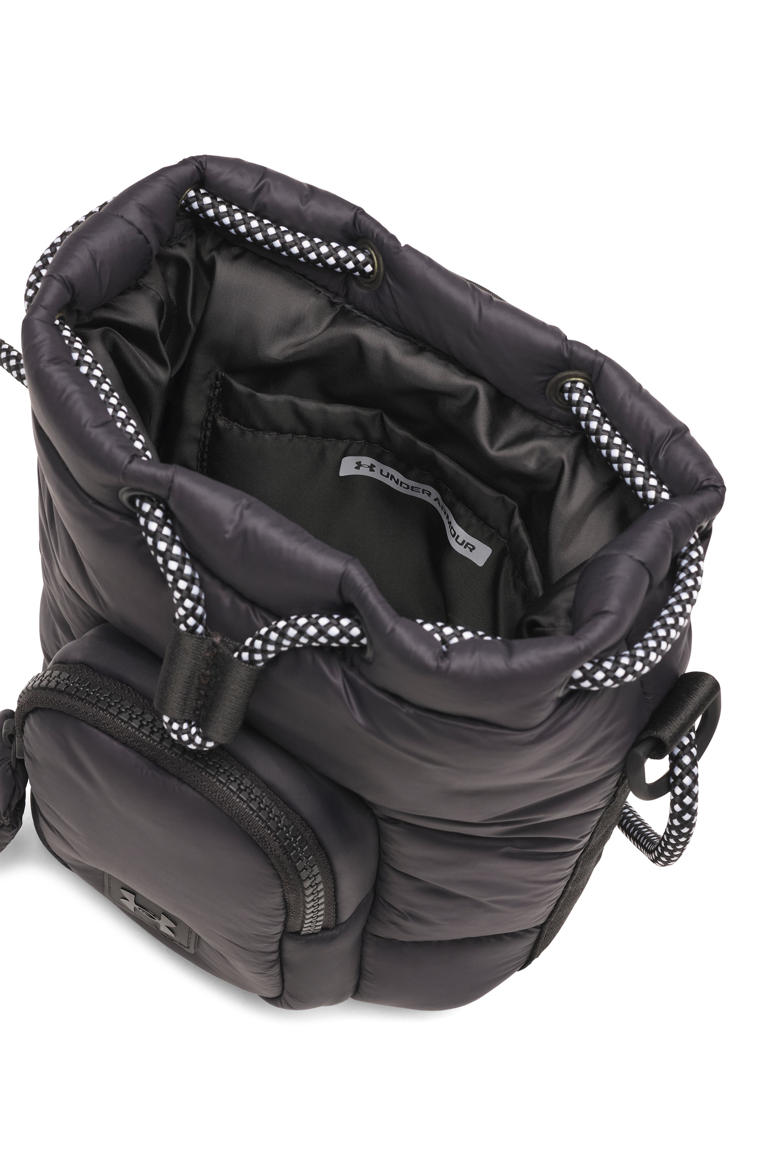 Under Armour UA Studio Water Resistant Puffer Bucket Bag, Alternate, color, Black / Black / Black