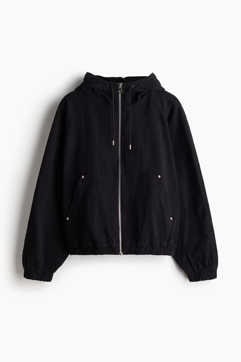 Hooded Cotton Workwear Jacket, Alternate, color, Black