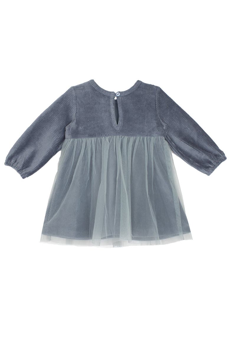 Mabel + Honey Mabel and Honey Skylar Slate Blue Corduroy Bodice and Tulle Skirt Dress for Toddler Girls., Alternate, color, Blue