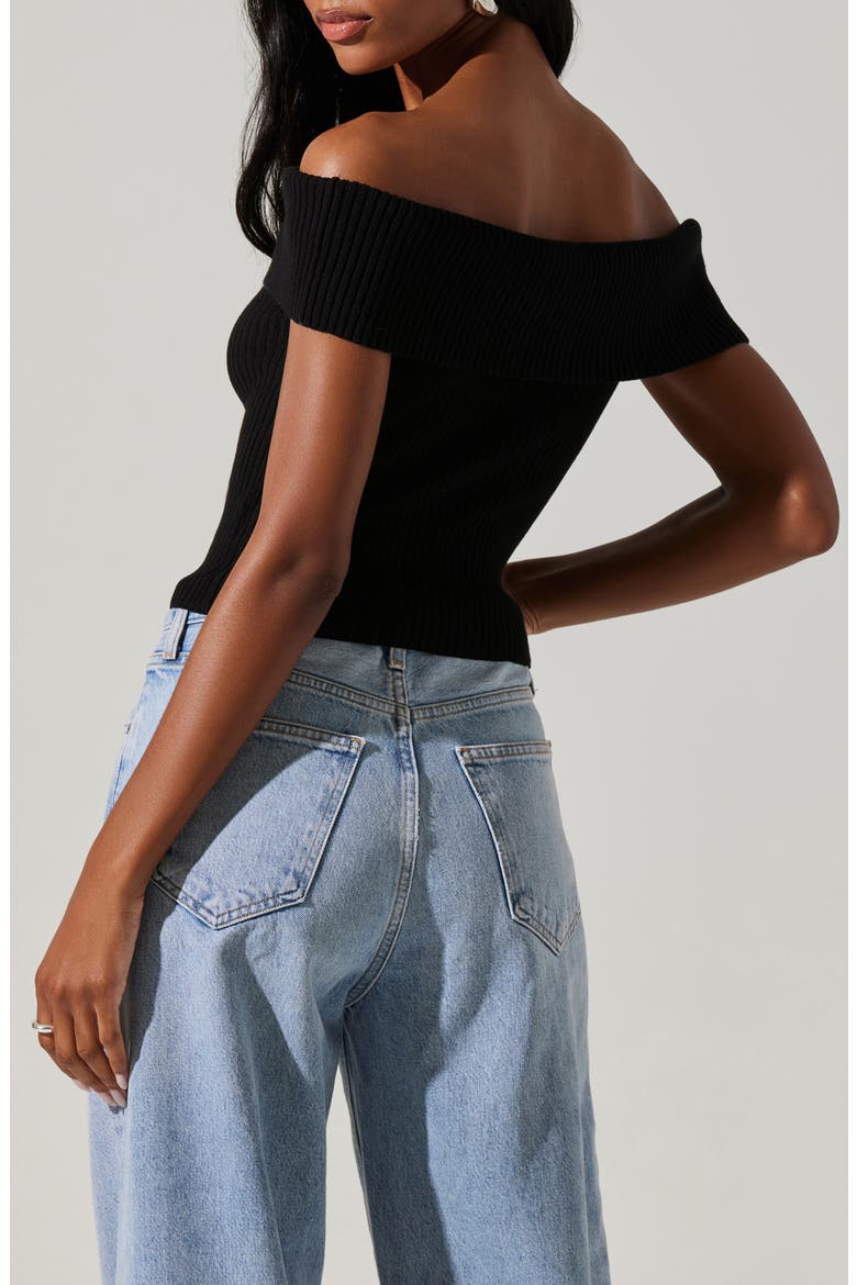Ainsley Cutout Off the Shoulder Sweater, Alternate, color, BLACK
