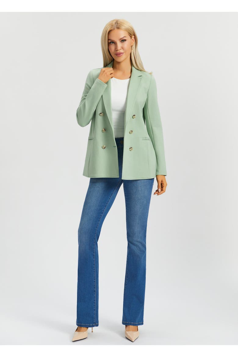 Double Breasted Blazer Stretch Ponte, Alternate, color, Muted Mint