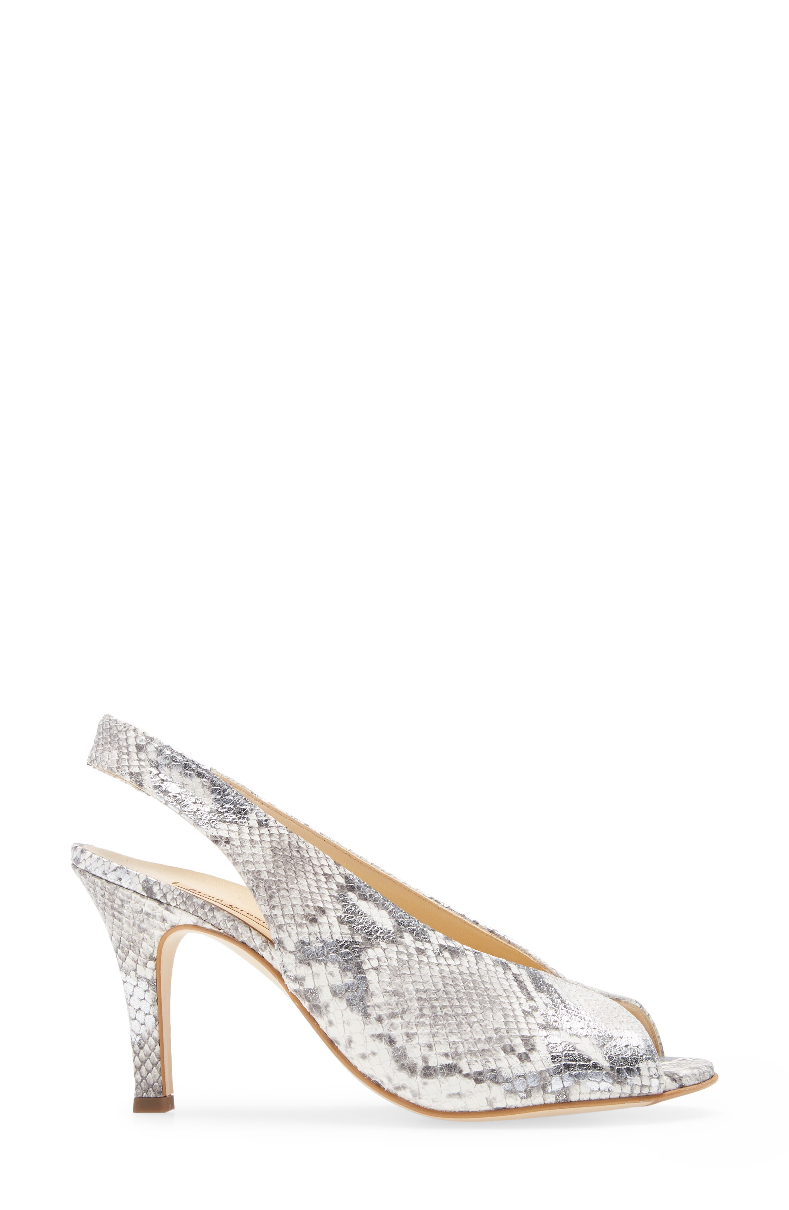 Avanti Peep Toe Slingback Sandal, Alternate, color, SILVER PEBBLE SNAKE PRINT