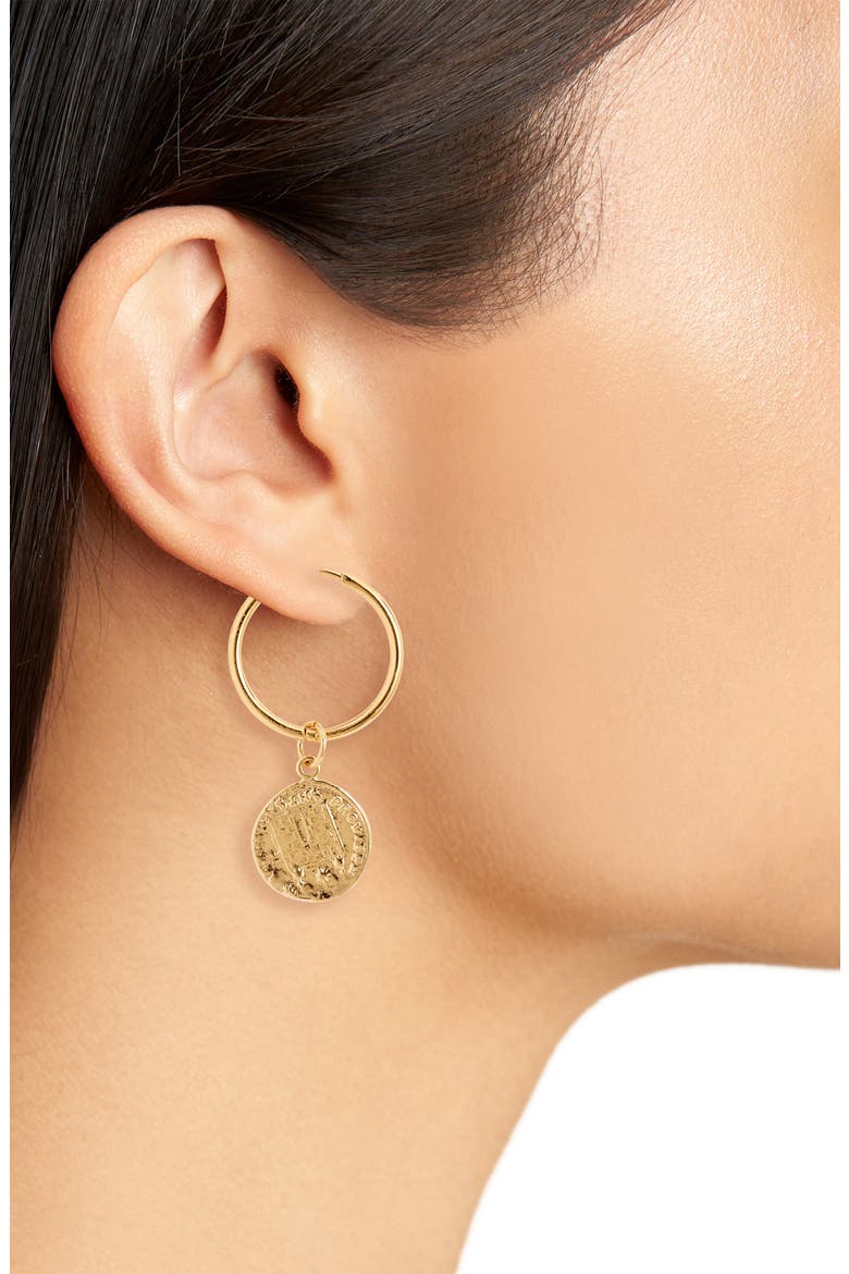 C'est La Vie Hoop Earrings, Alternate, color, GOLD