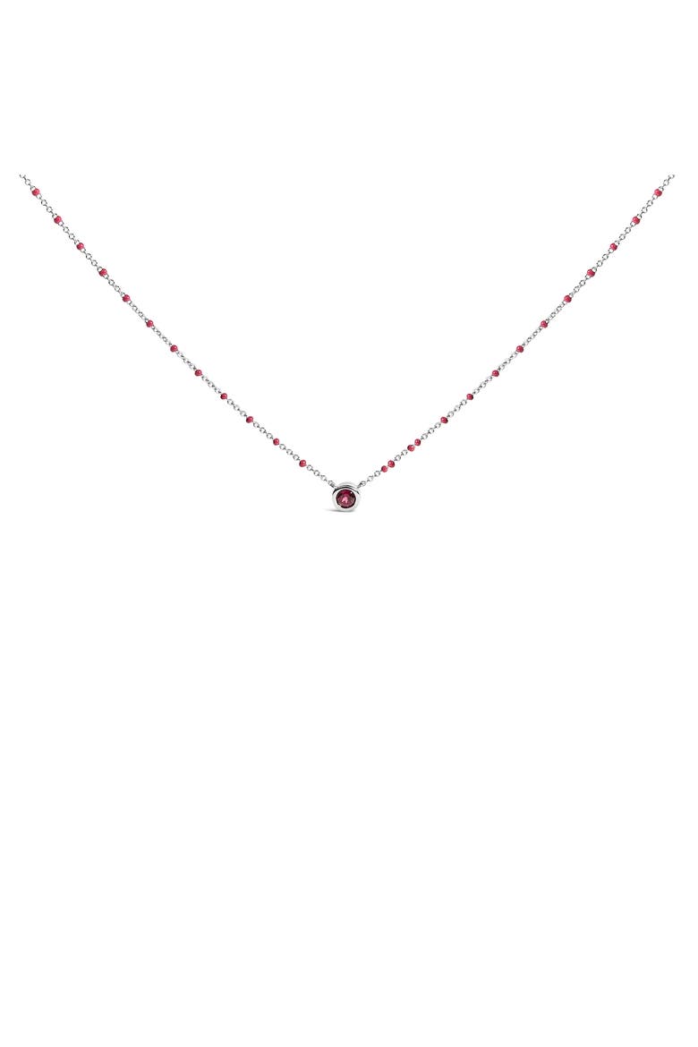 Sterling Silver Rhodolite Enamel Bead Chain Necklace, Main, color, Silver