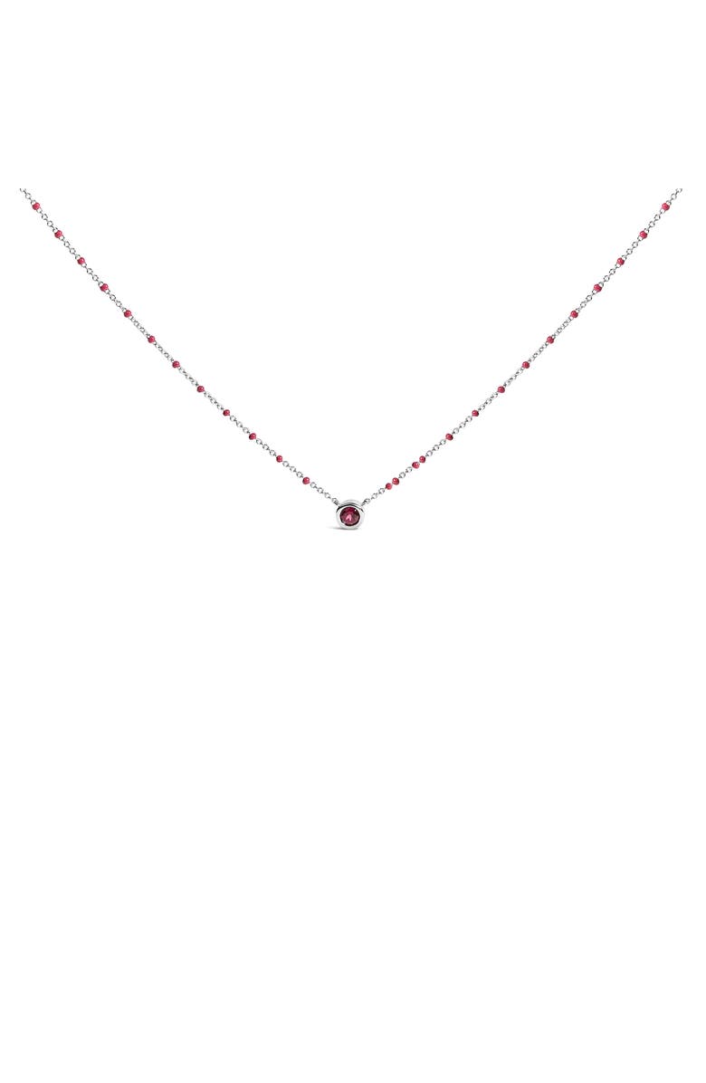 Haus of Brilliance Sterling Silver Rhodolite Enamel Bead Chain Necklace, Main, color, Silver