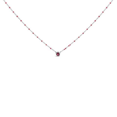 Sterling Silver Rhodolite Enamel Bead Chain Necklace
