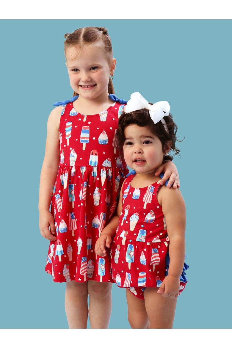 Baby/Toddler Knit Tie Shoulder Bubble Romper, Alternate, color, Stars & Scoops