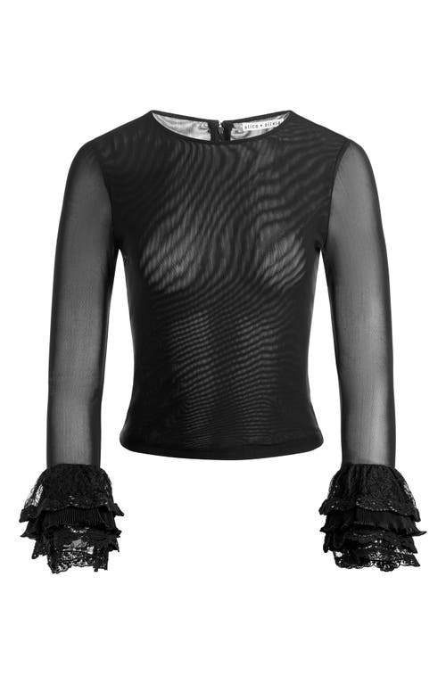 Alice And Olivia Delaina Top With Ruffle Cuff In Black