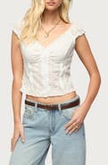 EDIKTED Dolsy Eyelet Button-Up Crop Top