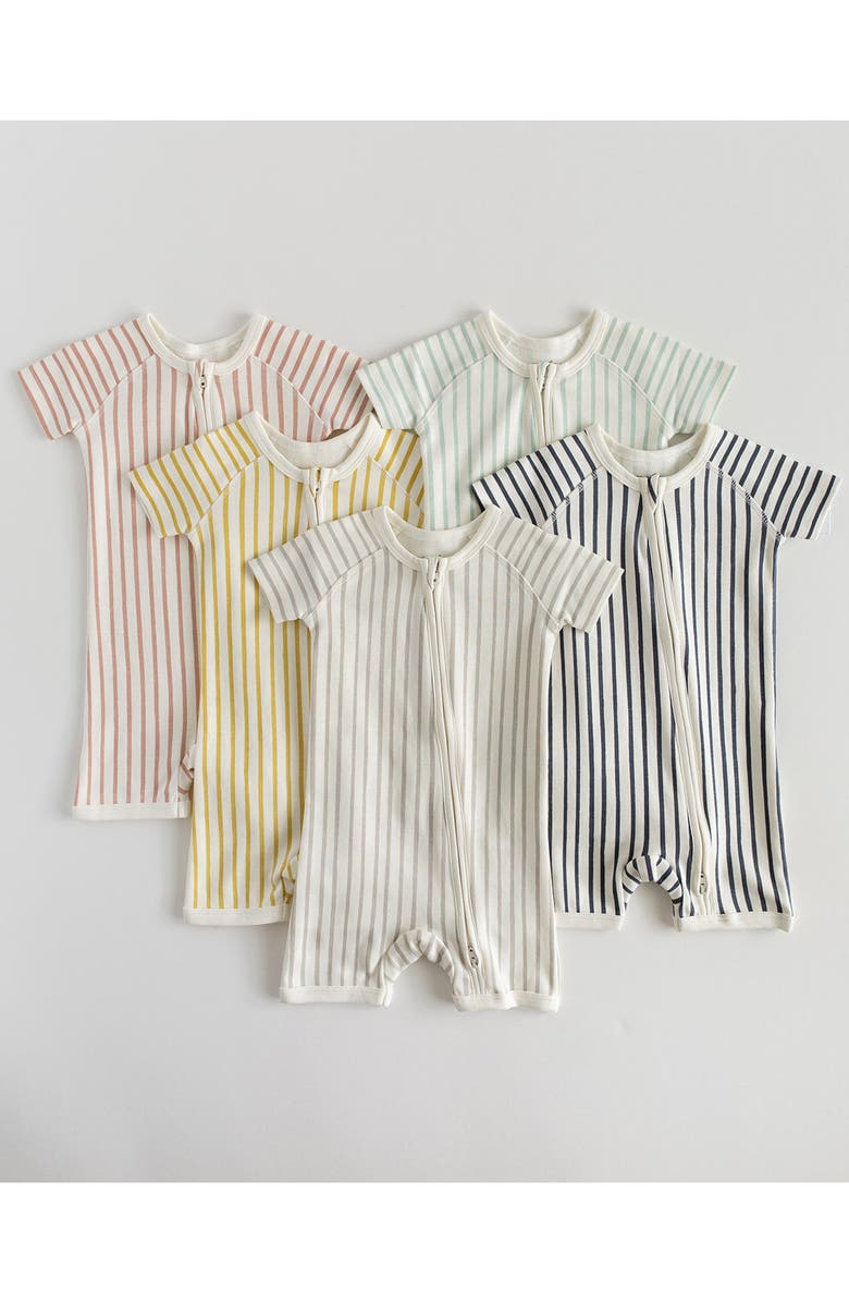 Pehr Stripe Fitted Organic Cotton Romper, Alternate, color,