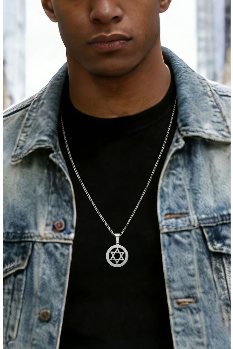 Star of David Pendant Necklace, Alternate, color, SILVER