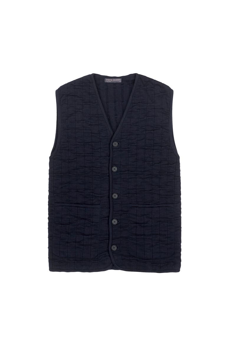 Cotton Quilted Knitted Gilet, Alternate, color, Navy