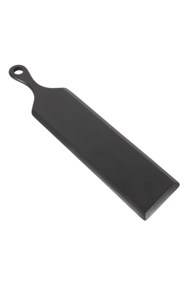 Acacia Wood Cheese and Cutting Board with Round Opening on Handle, Black, Main, color, Black