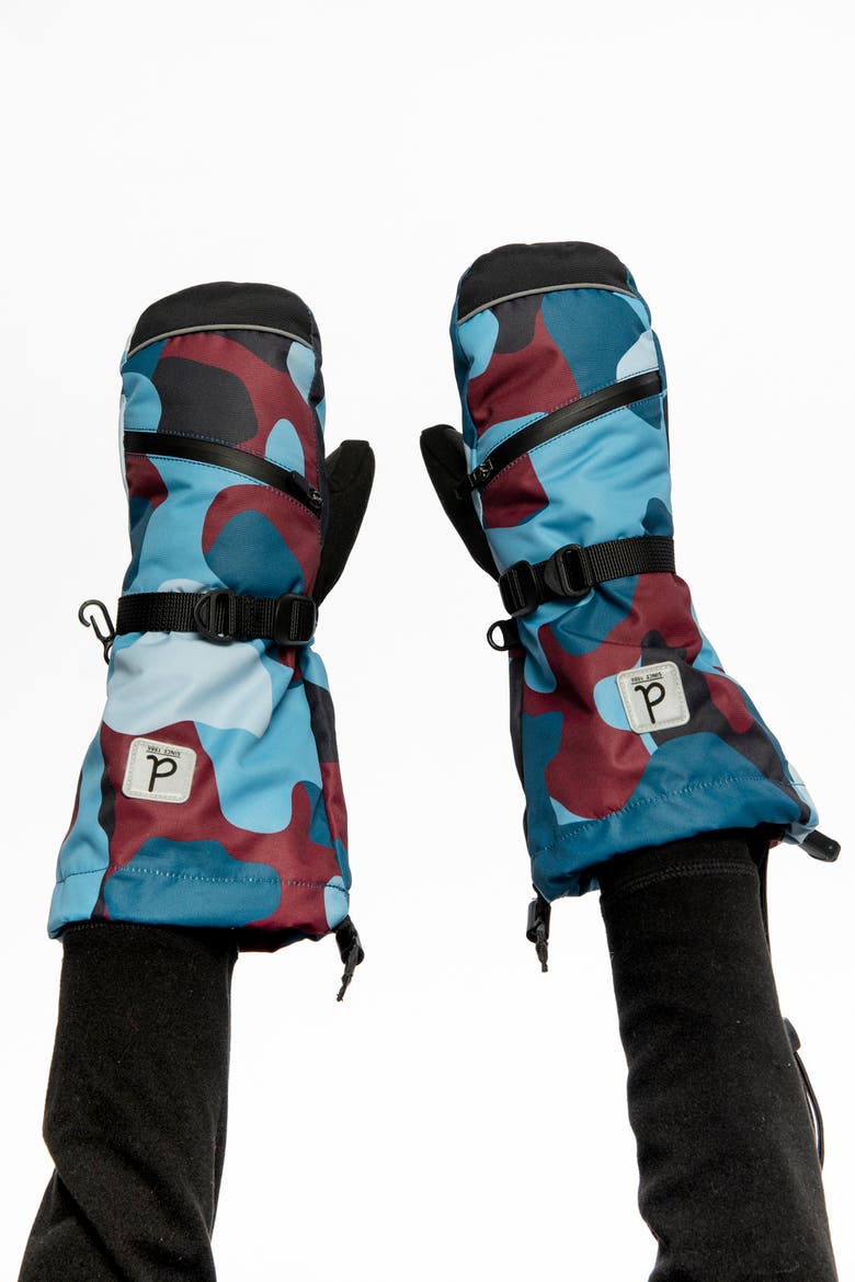 Teknik Camouflage Waterproof Cordura Reinforced Winter Mittens, Alternate, color, Blue and Red Camouflage