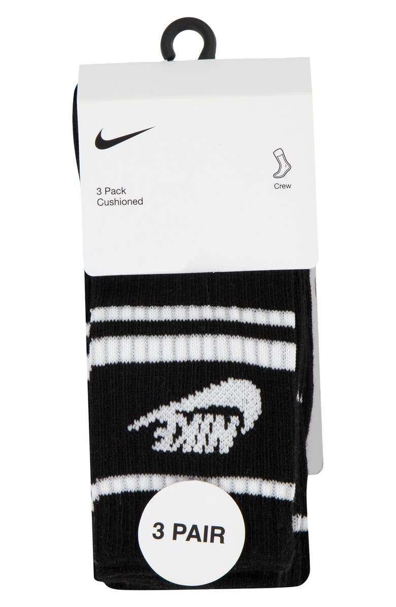 Nike Kids' 3-Pack Futura Cushioned Crew Socks, Alternate, color, Black