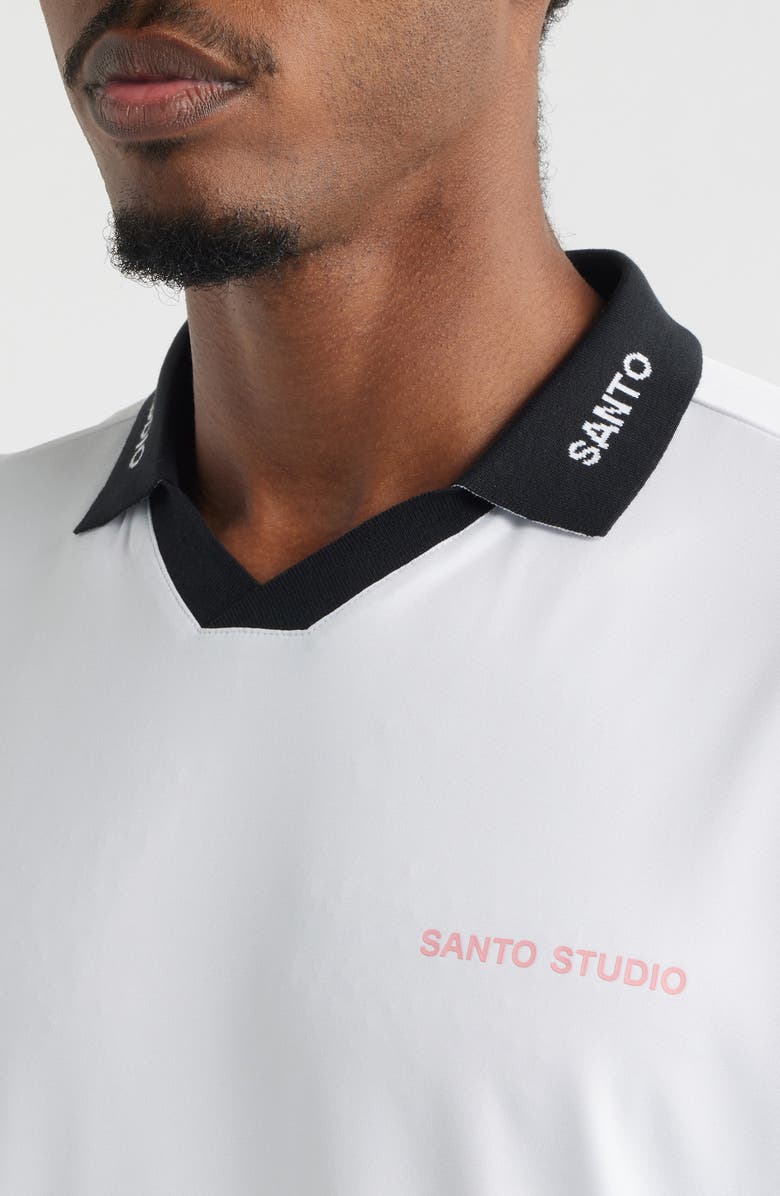 SANTO STUDIO Thugs Need Hugs Oversize Polo, Alternate, color, White/ Pink
