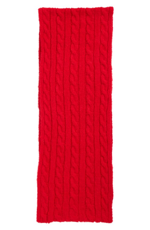 Vince Camuto Cable Stitch Scarf & Faux Fur Pompom Beanie Set In Red