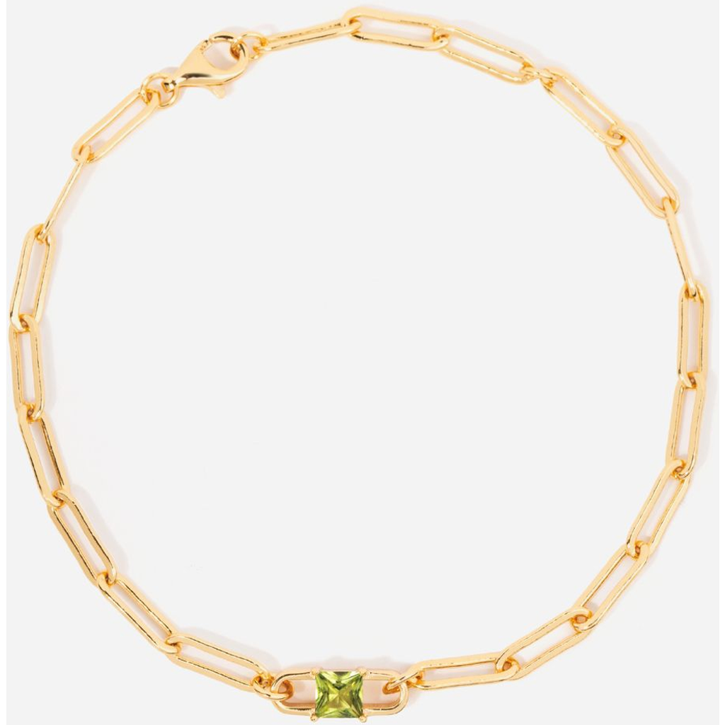 Little Sky Stone Birthstone Paperclip Chain Bracelet In Gold