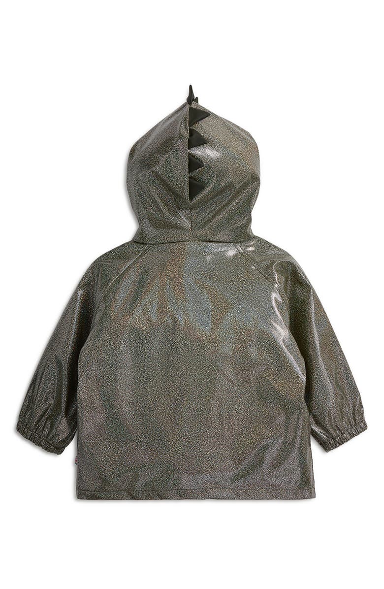 Magnetic Me Kids' Dino Sparkle Water Resistant Hooded Raincoat, Alternate, color, Green