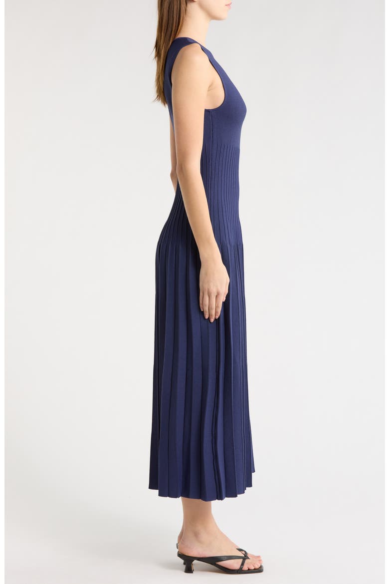 Elyse Pleated Sleeveless Knit Maxi Dress, Alternate, color, NAVY