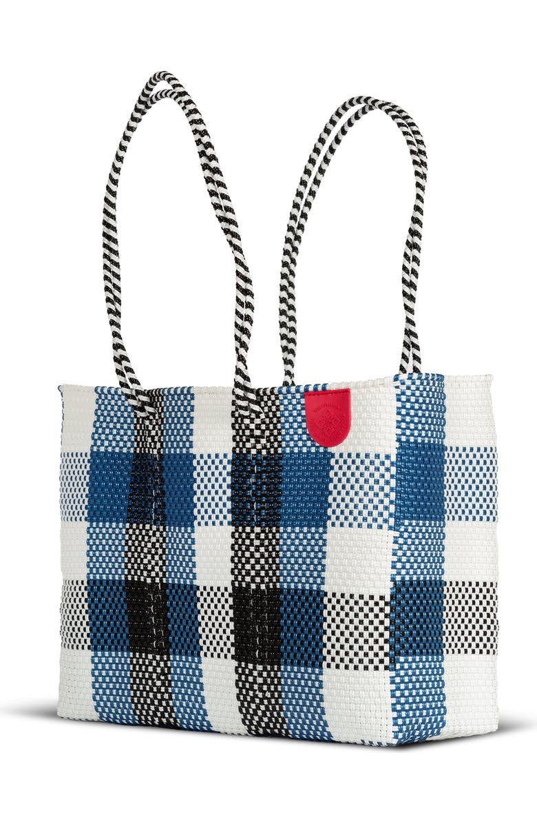 Tin Marin Mykonos Woven Super Tote, Alternate, color, Blue & White