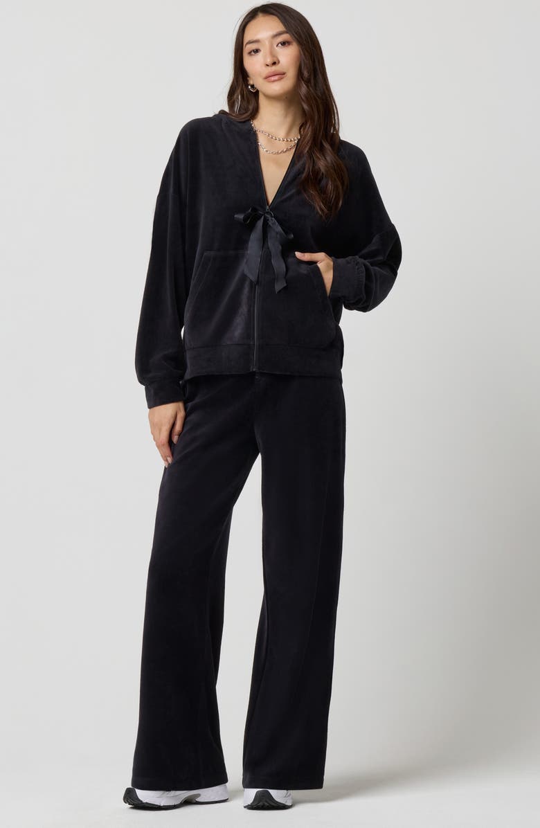 Florence by Mills Velour Bow Hoodie, Alternate, color, Black