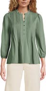 Lands' End Lightweight Jersey Button Pintuck Top