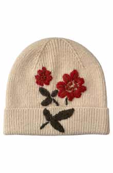Embroidered Flower Beanie