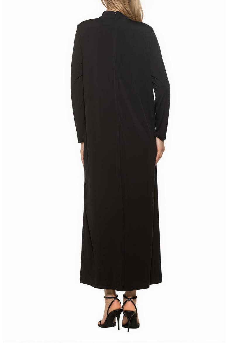 Evander Mock Neck Long Sleeve Maxi Dress, Alternate, color, BLACK