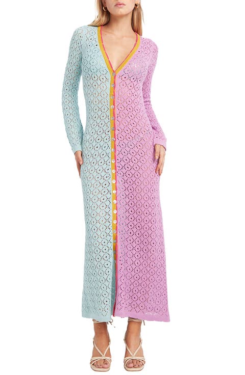 Alexandra Long Sleeve Colorblock Cover-Up Maxi Sweater Dress